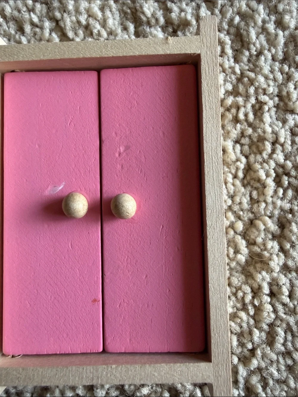 Wood Dollhouse Bedroom Set with Pink Accents